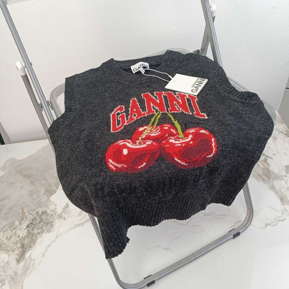Ganni Charcoal Cherry Graphic Vest